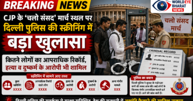 CJP के ‘चलो संसद’ मार्च स्थल पर दिल्ली पुलिस की स्क्रीनिंग में बड़ा खुलासा — 989 लोगों का आपराधिक रिकॉर्ड, हत्या व दुष्कर्म के आरोपी भी शामिल