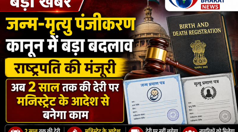 जन्म-मृत्यु पंजीकरण कानून में बड़ा बदलाव — राष्ट्रपति की मंजूरी