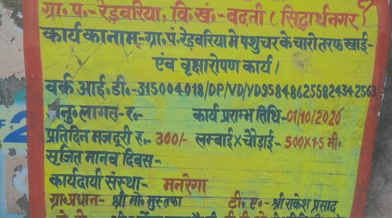 सिद्धार्थनगर: बढ़नी के रड़वरिया ग्राम पंचायत में ‘VB-G RAM G’ योजना के तहत बड़ा फर्जीवाड़ा; बगही (रजाई मुस्तफा) में गायब मिले पेड़, तो रेडवरिया में आधे-अधूरी हिस्से में JCB से अवैध खुदाई